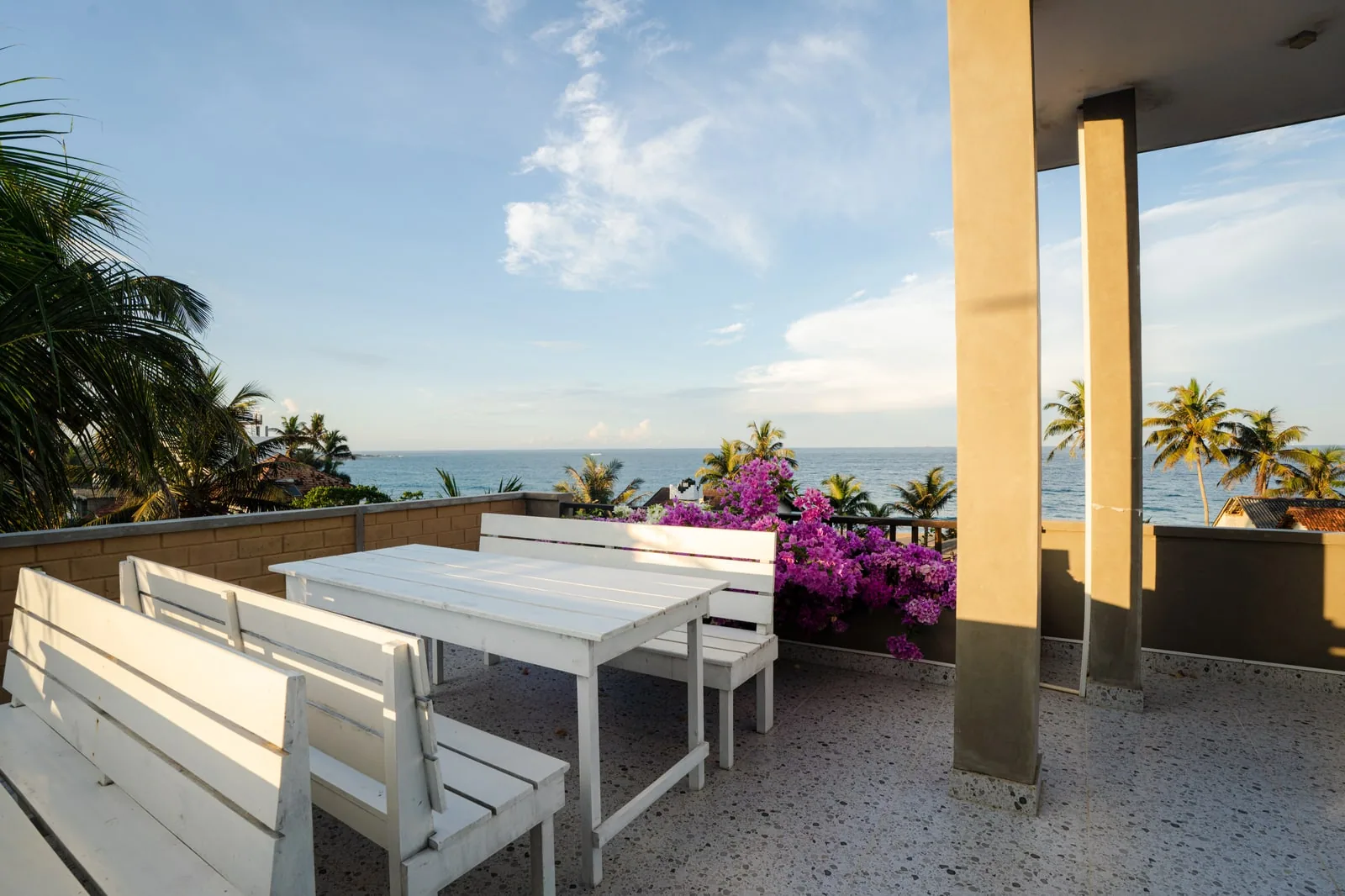 Ocean view from the villa’s rooftop terrace in Hikkaduwa, Sri Lanka